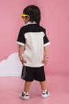 Shop_Hoity Moppet_Black Crepe Designer And White Shirt & Shorts Set _at_Aza_Fashions