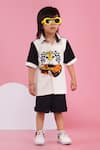 Buy_Hoity Moppet_Black Crepe Designer And White Shirt & Shorts Set _at_Aza_Fashions