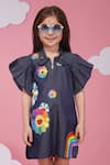 Buy_Hoity Moppet_Blue Denim Embroidery Floral Designer Dress _Online_at_Aza_Fashions