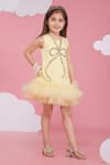 Buy_Hoity Moppet_Yellow Crepe Sequins Honey Lemon Designer Dress _at_Aza_Fashions