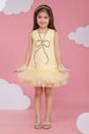 Hoity Moppet_Yellow Crepe Sequins Honey Lemon Designer Dress _Online_at_Aza_Fashions