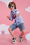 Hoity Moppet_Blue Cotton Spider-verse Light Shirt _at_Aza_Fashions