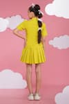Shop_Hoity Moppet_Green Crepe Lace Neon Designer Shirt And Skirt Set _at_Aza_Fashions