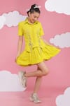 Hoity Moppet_Green Crepe Lace Neon Designer Shirt And Skirt Set _at_Aza_Fashions