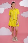 Buy_Hoity Moppet_Green Crepe Lace Neon Designer Shirt And Skirt Set _at_Aza_Fashions