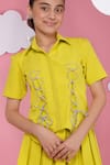 Buy_Hoity Moppet_Green Crepe Lace Neon Designer Shirt And Skirt Set 