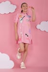 Hoity Moppet_Pink Denim Embroidery Tylor Swift Dress _at_Aza_Fashions