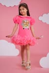Buy_Hoity Moppet_Pink Crepe Feathers Designer Zootopia Dress _at_Aza_Fashions