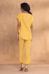 Shop_Kaveri_Yellow Linen Round Neck Astro Co-ord Set _at_Aza_Fashions