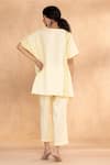 Shop_Kaveri_Yellow Linen V-neck Brush Stroke Square Co-ord _at_Aza_Fashions
