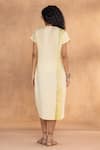 Shop_Kaveri_Yellow Linen V-neck Brush Stroke Monet Dress _at_Aza_Fashions