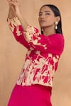 Buy_Kaveri_Pink Linen Embroidery Collared Floral Ballet Hot Top And Pant Set _Online_at_Aza_Fashions