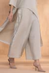 Kaveri_Gray Linen Round Neck Luna Long Co-ord Set _at_Aza_Fashions