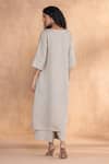 Shop_Kaveri_Gray Linen Round Neck Luna Long Co-ord Set _at_Aza_Fashions