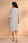 Shop_Kaveri_Gray Linen Round Neck Moss Luna Dress  _at_Aza_Fashions