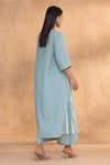 Shop_Kaveri_Blue Linen Embroidery Round Neck Light Jade Square Coord Set _at_Aza_Fashions