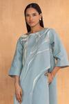 Shop_Kaveri_Blue Linen Embroidery Round Neck Light Jade Square Coord Set _Online_at_Aza_Fashions