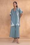 Buy_Kaveri_Blue Cotton V-neck Quantam Theory Square Co-ord Set _at_Aza_Fashions