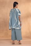 Shop_Kaveri_Blue Cotton V-neck Quantam Theory Square Co-ord Set _at_Aza_Fashions