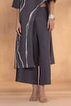 Kaveri_Charcoal Cotton Round Neck Grey Tunic And Pant Set _Online_at_Aza_Fashions