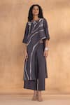 Buy_Kaveri_Charcoal Cotton Round Neck Grey Tunic And Pant Set _at_Aza_Fashions