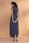 Shop_Kaveri_Blue Linen Round Neck Designer Tunic And Pant Set _at_Aza_Fashions