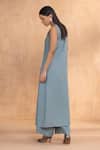 Shop_Kaveri_Blue Linen Round Neck Tunic And Pant Set _at_Aza_Fashions