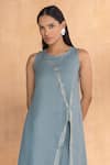 Shop_Kaveri_Blue Linen Round Neck Tunic And Pant Set _Online_at_Aza_Fashions