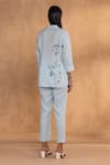 Shop_Kaveri_Blue Linen Embroidery Collared Watercolour Woods Coord Set _at_Aza_Fashions