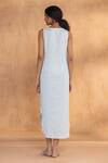 Shop_Kaveri_Blue Linen Embroidery Round Neck Watercolour Roots Dress _at_Aza_Fashions