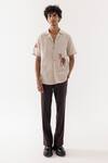 PAARSH_Beige Linen Embroidery Rajasthani Shirt _Online_at_Aza_Fashions