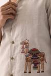 PAARSH_Beige Linen Embroidery Rajasthani Shirt _at_Aza_Fashions