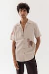 Buy_PAARSH_Beige Linen Embroidery Rajasthani Shirt _at_Aza_Fashions