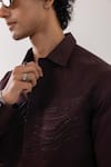 PAARSH_Brown Cotton Embroidery Designer Puddle Giza Shirt _Online_at_Aza_Fashions