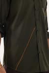 Shop_PAARSH_Olive Green Cotton Embroidery Quirky Designer Shirt _Online_at_Aza_Fashions
