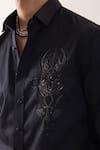Buy_PAARSH_Black Cotton Embroidery Giza Designer Shirt _Online_at_Aza_Fashions