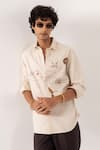 Buy_PAARSH_Beige Linen Embroidery Illustrated Map Shirt 