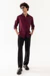 Buy_Paarsh_Red Cotton Embroidery Wine Designer Shirt _at_Aza_Fashions
