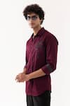 Buy_Paarsh_Red Cotton Embroidery Wine Designer Shirt _Online_at_Aza_Fashions