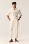 Buy_Kharakapas_White Cotton, Twill Frost Walk Trousers _at_Aza_Fashions