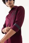 Buy_Paarsh_Red Cotton Embroidery Wine Designer Shirt 