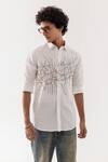 Buy_PAARSH_Ivory Linen Embroidery Chain Stitch Shirt _at_Aza_Fashions