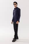 PAARSH_Navy Cotton Giza Designer Shirt _Online_at_Aza_Fashions