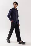 Shop_PAARSH_Navy Cotton Giza Designer Shirt _Online_at_Aza_Fashions