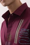 Paarsh_Red Cotton Embroidery Designer Wine Shirt _at_Aza_Fashions