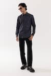 Paarsh_Charcoal Cotton Embroidery Grey Designer Shirt _Online_at_Aza_Fashions