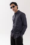 Shop_Paarsh_Charcoal Cotton Embroidery Grey Designer Shirt _Online_at_Aza_Fashions