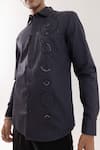 Paarsh_Charcoal Cotton Embroidery Grey Designer Shirt _at_Aza_Fashions