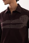 PAARSH_Brown Cotton Embroidery Ladder Design Shirt _at_Aza_Fashions