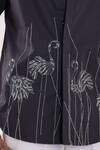 Buy PAARSH Charcoal Cotton Embroidery Flamingo Grey Shirt Buy_PAARSH_Charcoal Cotton Embroidery Flamingo Grey Shirt